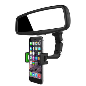 Multifunctional Rear-view Mirror Phone Holder, 360° Mount, Universal Rotating Car Phone Stand and GPS Holder, Mount for Car Home Kitchen Most Phones