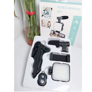 Vlogging Kit Video Maker Kit  with Microphone for Smartphones  Video Recording with Light + Microphone + Tripod + Phone Holder