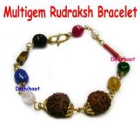 Multigem Rudrakha Bracelet with Natural Original Semi Precious Gemstone and Rudraksha, Rudraksh