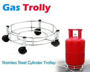 Stainless Steel Wired LPG Gas Cylinder Trolley - halfrate.in