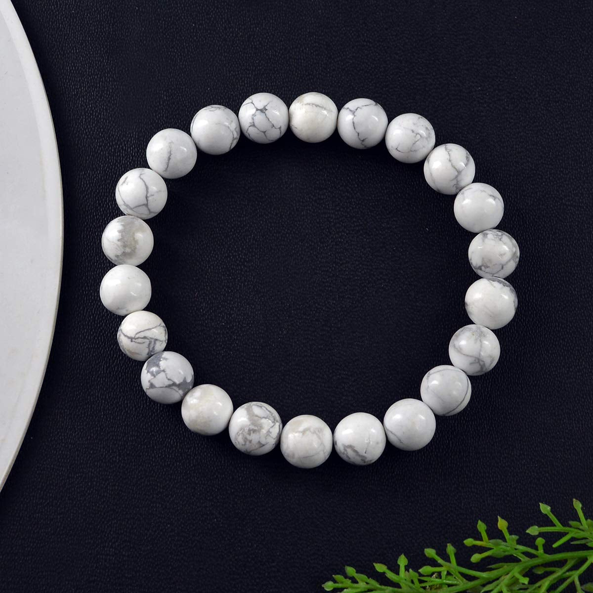Howlite Natural Gemstone Bracelet Semi precious mm Beads Feng Shui C