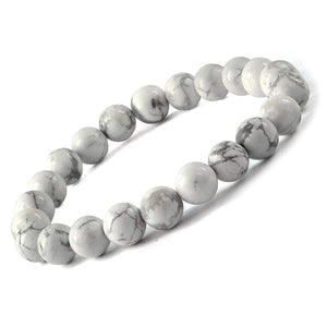 Howlite Natural Gemstone Bracelet Semi precious 6 mm Beads Feng Shui Crystal Chakra Aura Personal Reiki Healing Crystals