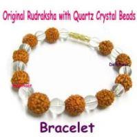 Natural 5 faced Rudraksha Bracelet with Quartz Crystal Beads - halfrate.in