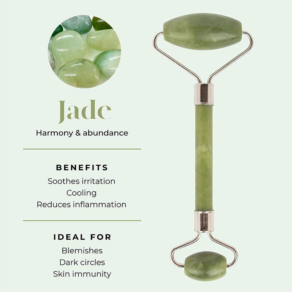 Jade Roller Natural Himalayan Stone Face Massager Double Sided Toning Firming Face Neck Massage Tool (Shade May Little Vary)