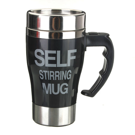 Premium Stainless Steel Self Stirring Automatic Coffee Mixing Battery Powered Mug Cup - halfrate.in