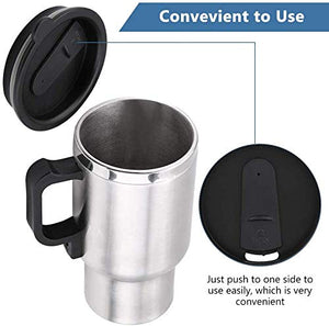 Electric Vacuum Flask Cup 12 V 65°C Car Kettle Mug Travel Stainless Steel Heating Cup for Coffee Tea 450ml