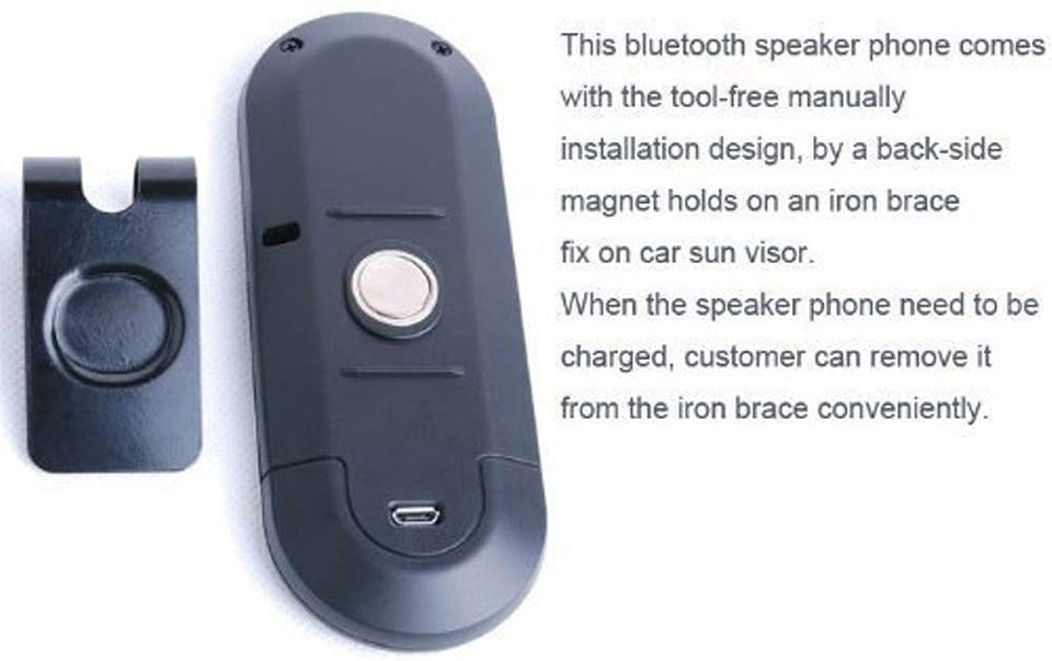 Wireless Car Kit Calling Bluetooth Portable Multipoint Hands-Free Bluetooth Sun Visor in-Car Speakerphone Car Kit, Black