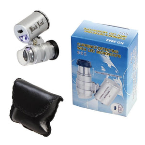 60X Zoom Pocket Microscope Magnifier | for Currency, Jewellery, with LED & UV Light (Grey) - halfrate.in