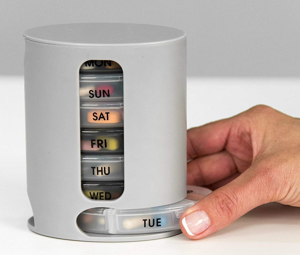 Pill Pro Organizer 7 Portable Tray Pill Box with 4 Compartments Organize Medicine and Vitamins for Each day Storage Box