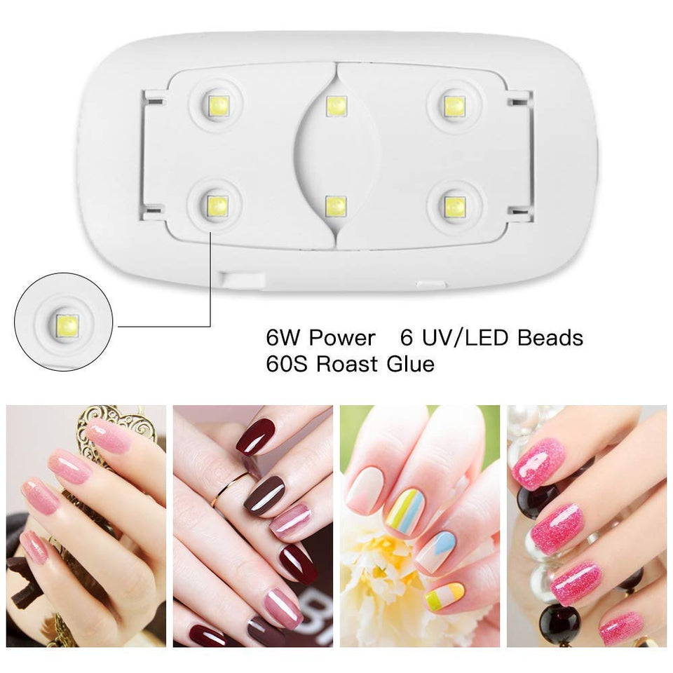 Mini UV LED Travel Pocket Size Nail Dryer For Gel Polish Lamp Portable Curing Base Gel Top Gel Color Gel Dryer 6W Light Manicure