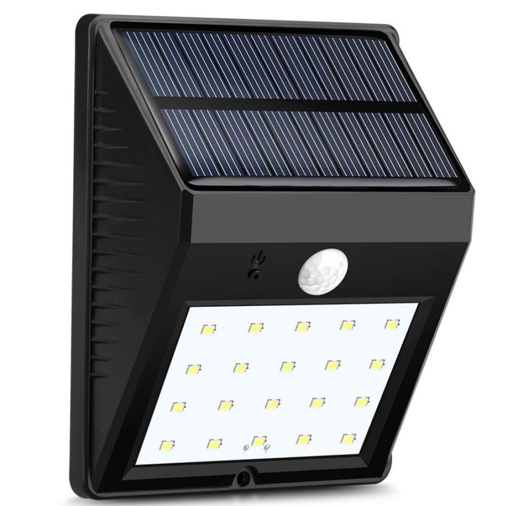 Solar Wireless 20 LED Bright Outdoor Security Lights with Motion Sensor Night Light (Black) - halfrate.in