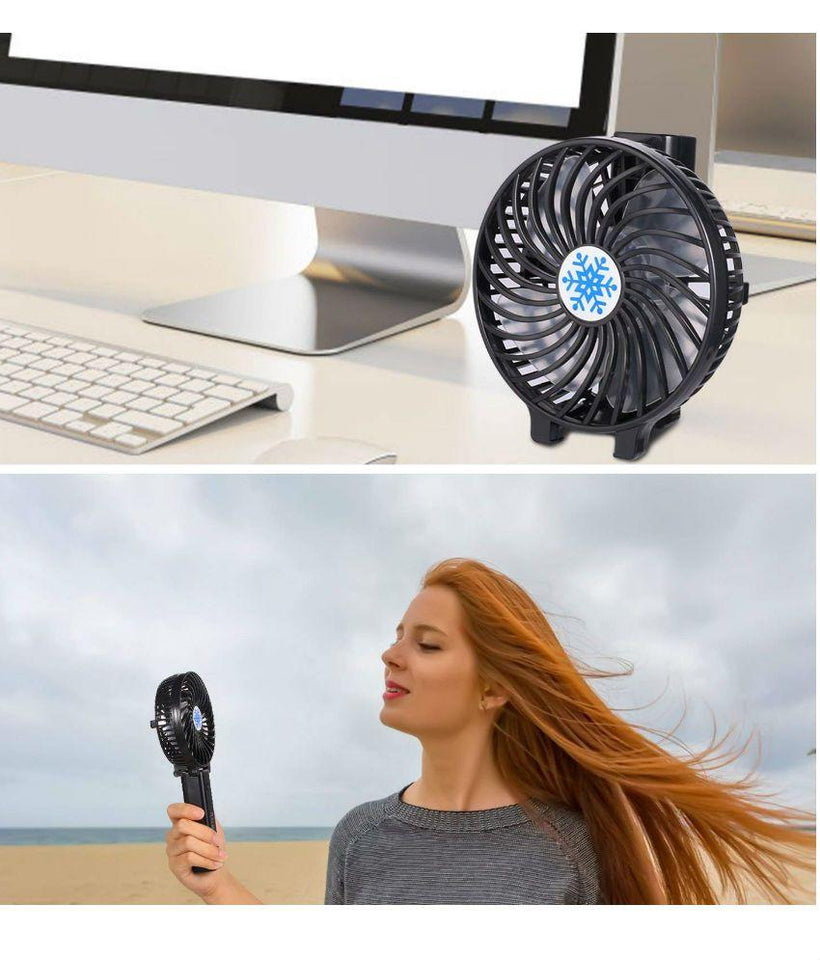 Hand Held Mini USB Rechargeable Portable Fan with Battery - Air Cooling Plastic Small Fan - halfrate.in