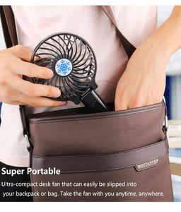 Hand Held Mini USB Rechargeable Portable Fan with Battery - Air Cooling Plastic Small Fan - halfrate.in