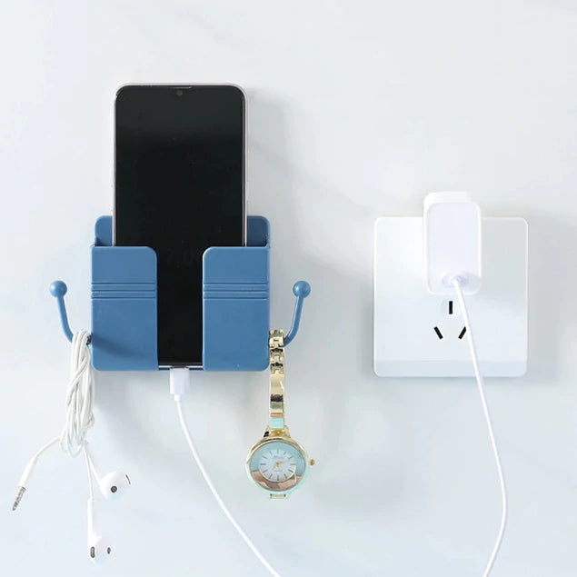 Wall Mount Mobile Phone Charging Stand Self Adhesive Sticker with Hook Stick to All Kinds of Walls Hanger Multipurpose Hanging for Clothes and Other stuffs