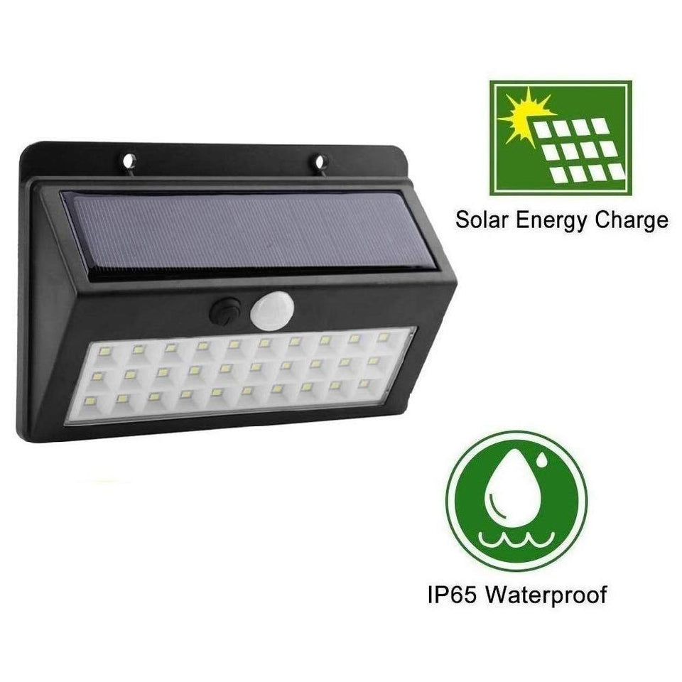 Waterproof Weather Resistant 30 LED Motion Sensor Solar Light (Black) - halfrate.in