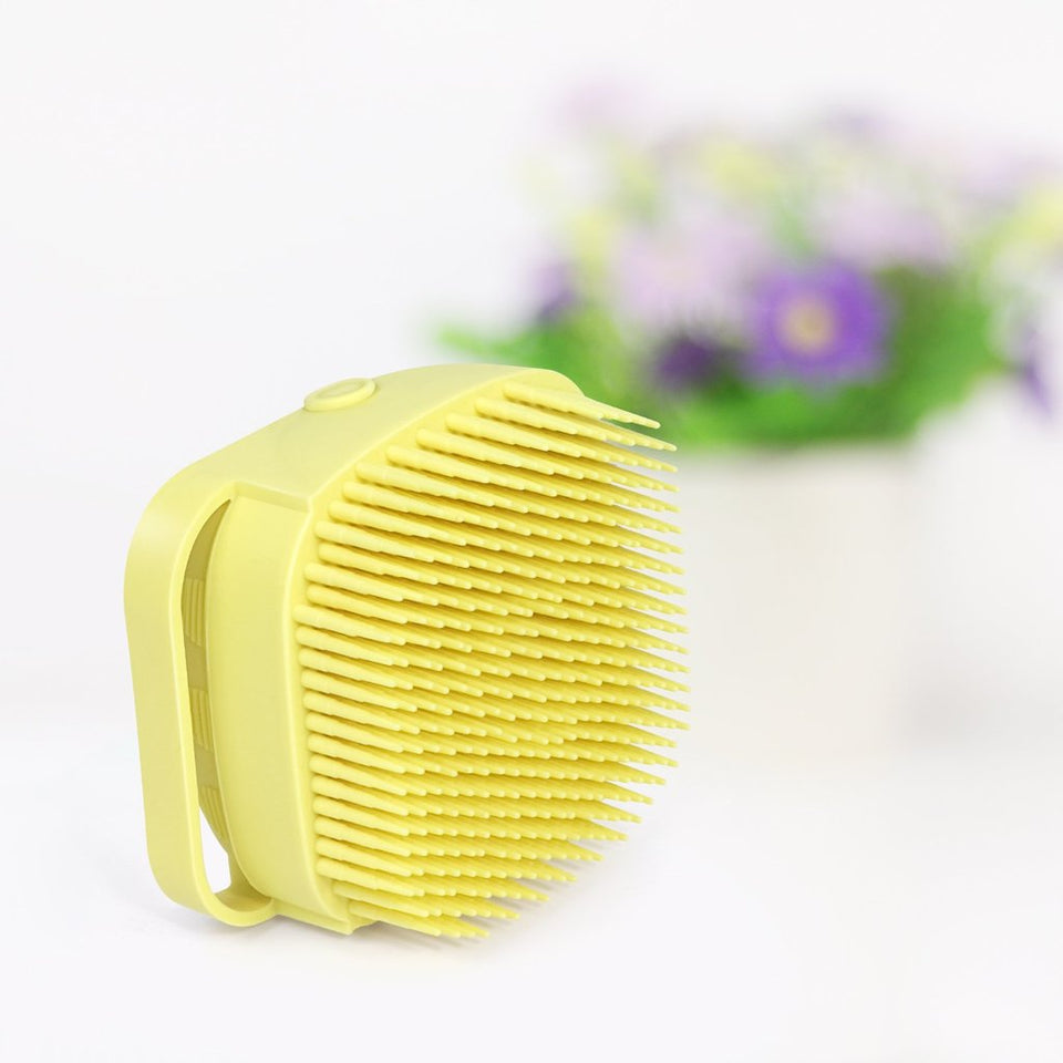 Silicon Massage Bath Brush Hair, Scalp & Bathing Brush For Cleaning Body | Silicon Wash Scrubber, Cleaner & Massager For Shampoo, Soap Dispenser
