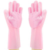 Silicone Gloves with Wash Scrubber Reusable Brush Heat Resistant Gloves Kitchen Cleaning - halfrate.in