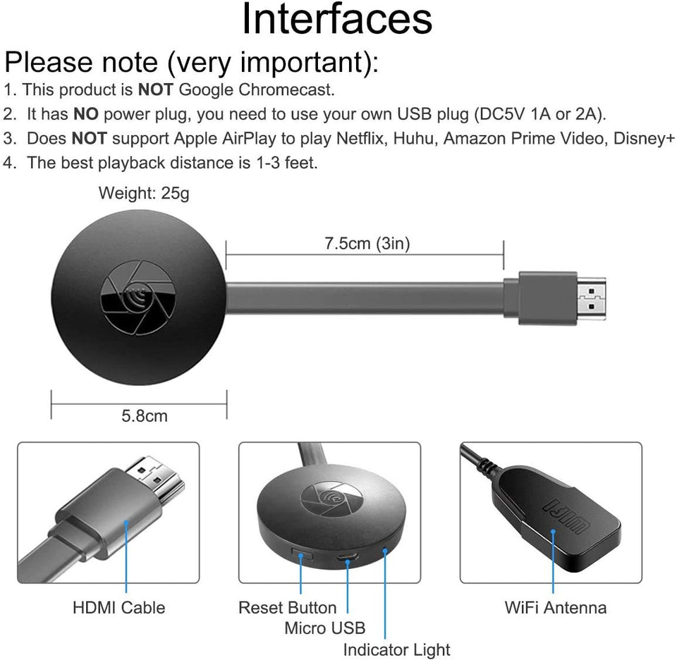 Dongle WiFi Display 4K/1080P - Supporta AirPlay, Miracast, DLNA Per IOS, Android, Windows - Foto 8