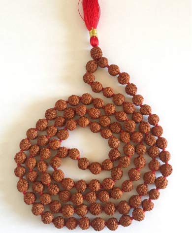 Generic Natural Five Face Rudraksha 108 Bead Mala - 8mm Brown Spiritual Necklace For Meditation, Unisex
