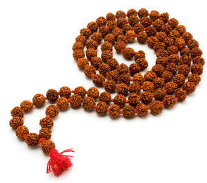 Original 5 Mukhi Natural Rudraksha Mala for Men/Women Wearing (8 mm, Neck Length, 108+1) - Natural Rudraksh Beads - Pack of 1