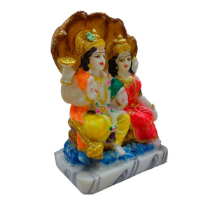 Shri Vishnu Laxmi With Sheshnaag Idol Handcrafted Handmade Marble Dust Polyresin - 13 x 9 cm perfect for Home, Office, Gifting VLNC-1