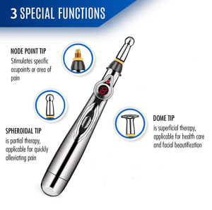 Electronic Acupuncture 3 in 1 Pen, Electric Meridians Laser Acupuncture Machine Magnet Therapy Instrument Meridian Energy Pen Massager Relief Pain Tools