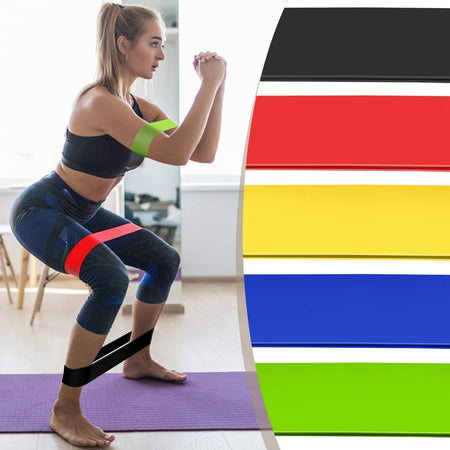 Resistance Loop Exercise Bands for Squats, Hips, Legs, Butt, Glutes and Heavy Workouts Physical Therapy, Rehab, Stretching, Home Fitness (Set of 5) ,Natural Rubber