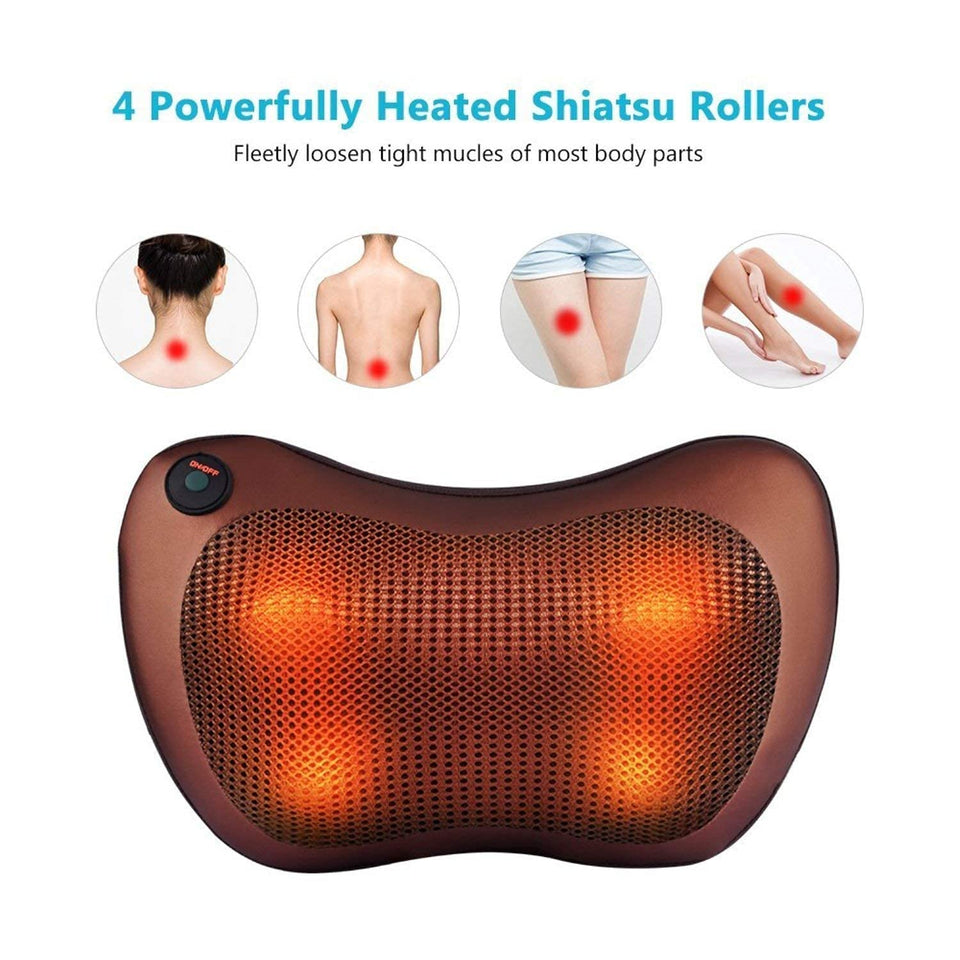 Car & Home Body Massage Pillow neck massager 2 in 1 Heating, Magnetic Massage cushion seat stress pain relief relax massage