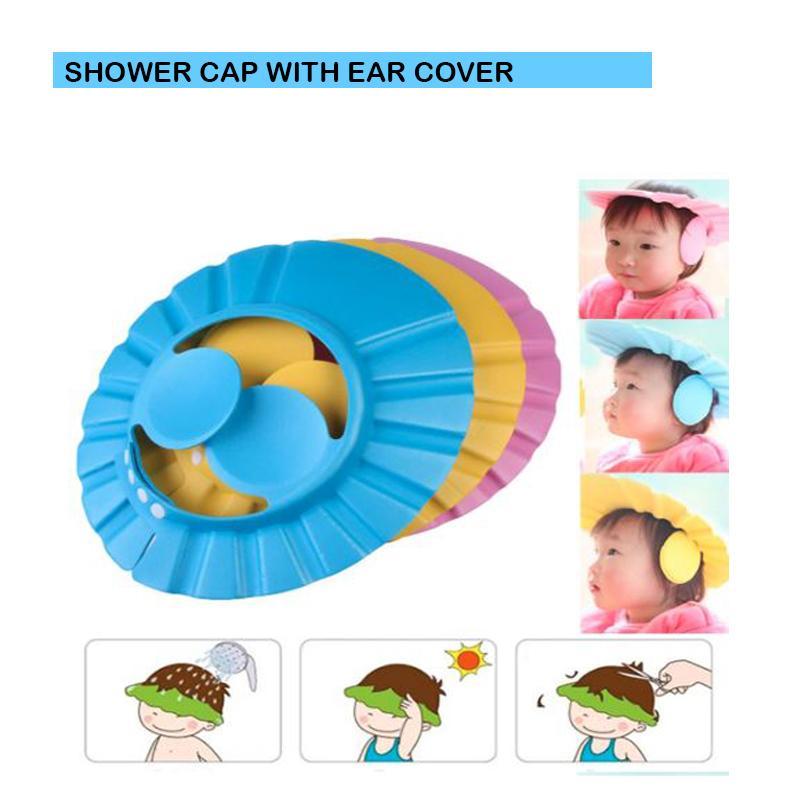 Soft Bathing Baby Shower Cap Wash Hair For Children Baby Eye Ear Protector Adjustable Bathing Shower - halfrate.in