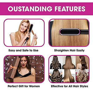 Hair Straightener Brush, Hair Styler Iron Built with Comb & Anti-Scald