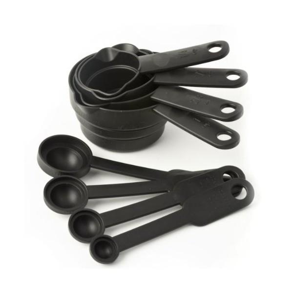 Black Measuring Cups and Spoons - 8 Pcs Set - halfrate.in