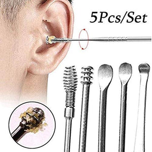5 Pcs Ear Pick with a Storage Box Earwax Removal Kit | Ear Cleansing Tool Set | Stainless Steel Ear Curette Ear Wax Remover Tool