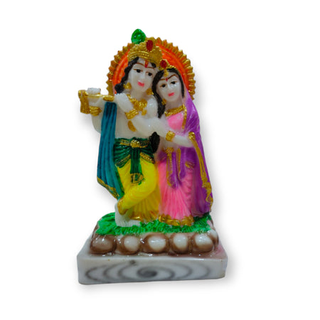 Radha Krishna Idol Handcrafted Handmade Marble Dust Polyresin - 13 x 8 cm perfect for Home, Office, Gifting RKC-1