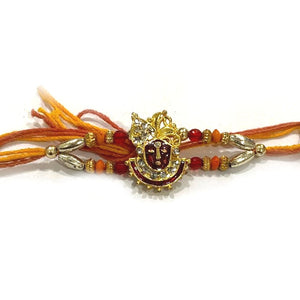 American Diamond Studded Shri Krishna Rakhi Raksha bandhan Rakhi & Silk Thread - Beautiful Rakhi RK5