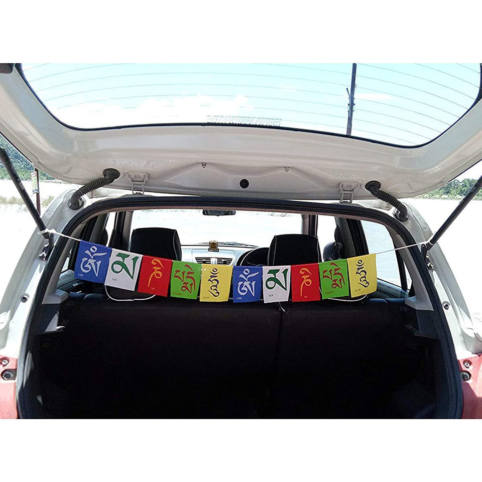 Buddhist Prayer Tibetan Flag For Home, Car Decoration Prayer Flags Interior Mirror Decorative Wall Hanging Home Décor Om Mani Padme Hum Big Size