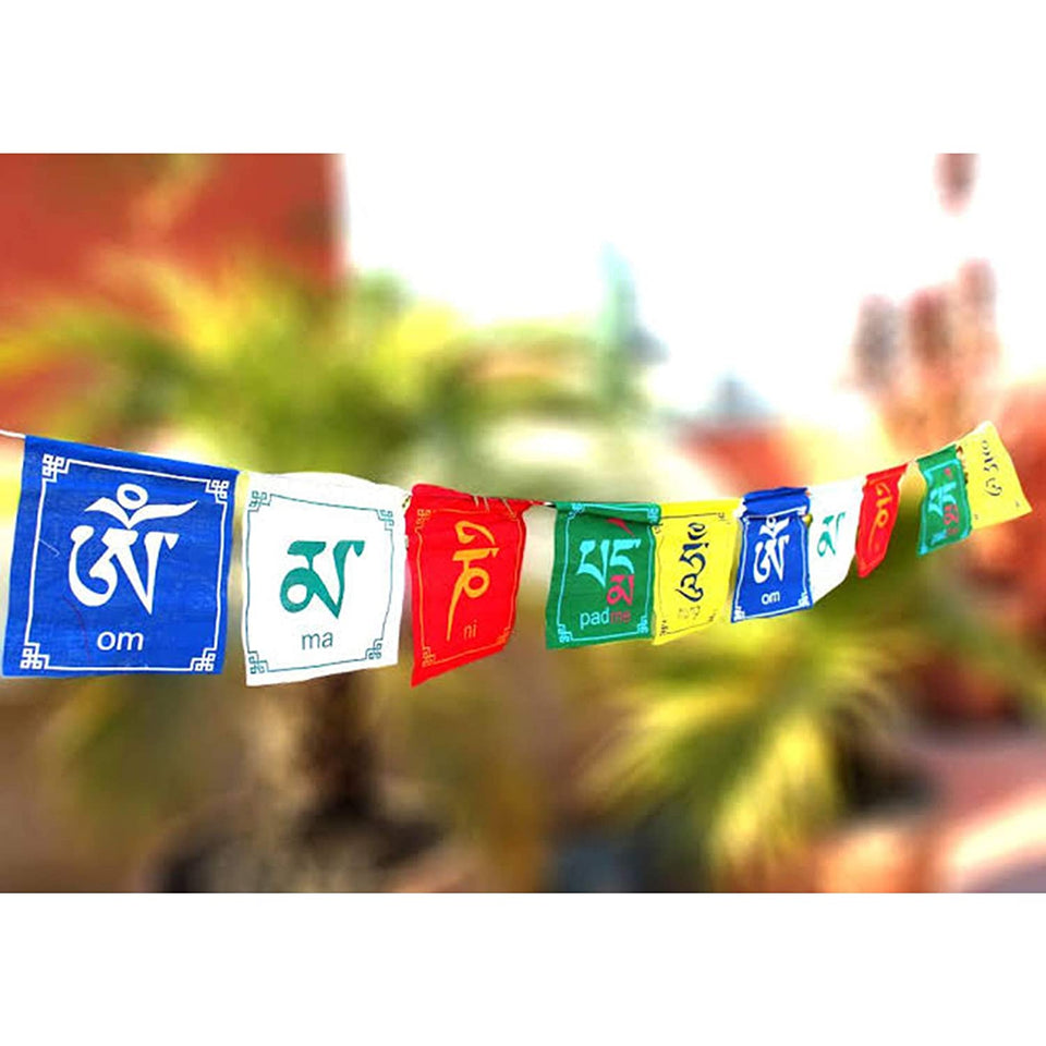 Buddhist Prayer Tibetan Flag For Home, Car Decoration Prayer Flags Interior Mirror Decorative Wall Hanging Home Décor Om Mani Padme Hum Big Size