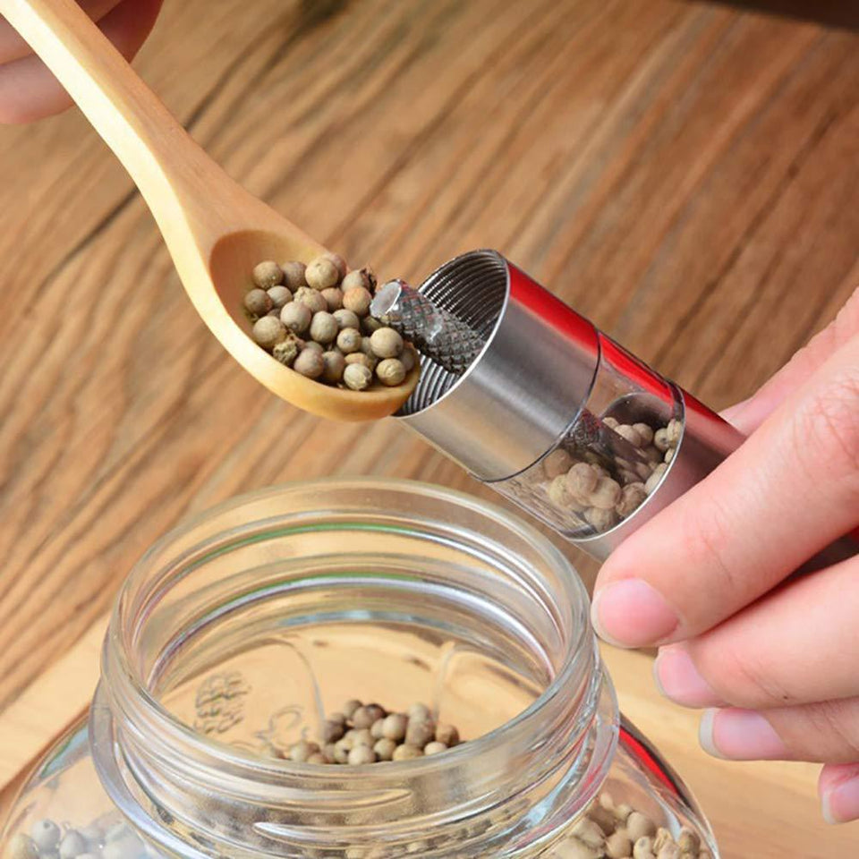 Thumb Push Pepper spice sea salt spice Grinder Stainless Steel Mill crusher pump - halfrate.in
