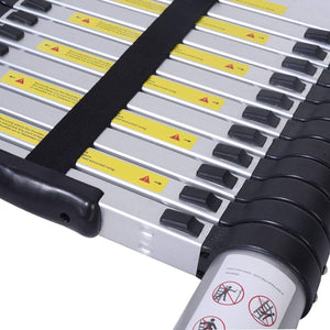 Portable and Compact 7-Steps Telescopic Foldable Aluminium Anodized Silver Ladder 150 KG Capacity (200 cm, 6.6 ft) - halfrate.in