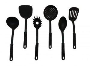 Nylon Kitchen Serving Spoon Tool Set 6-Piece Black - halfrate.in