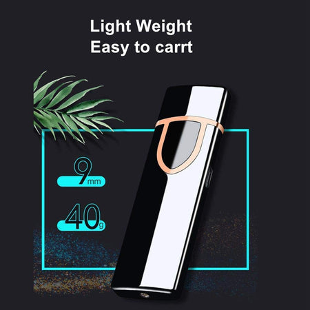 Premium USB Flameless Cigarette Lighter for Men | Smart Touch Rechargeable Windproof Lighter (Black)