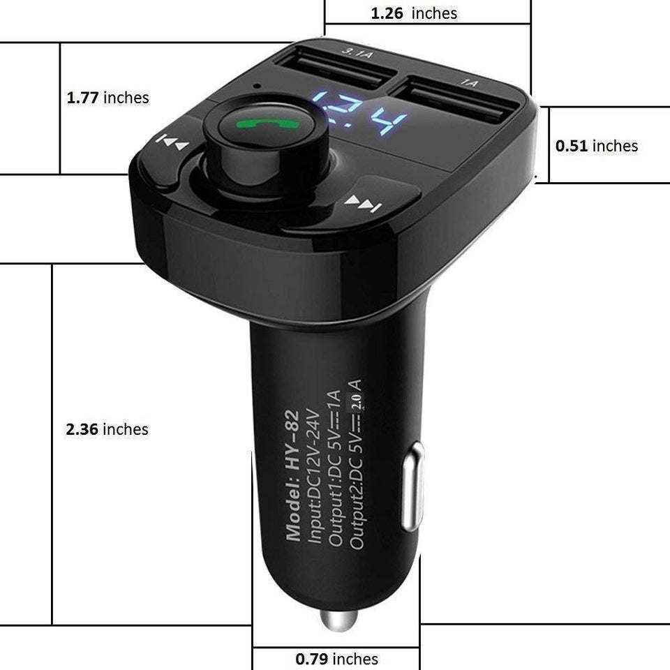 Ekdant® X8 Car Bluetooth FM Transmitter Kit with QC 3.0 Hands-Free Dual USB Rapid Fast Charger - halfrate.in