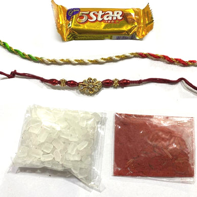 American Diamond Stone Rakhi Raksha bandhan Chocolate combo - Beautiful Rakhi RK4