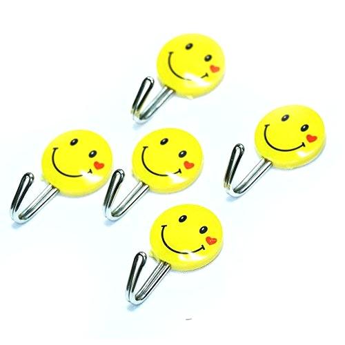 Self Adhesive Smiley beautiful Wall Hooks, (10PCS), Load Capacity 300gms, 500gms, 1kg - halfrate.in
