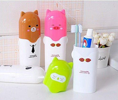 Portable Cartoon Animal Toothbrush Holder Box Plastic Tooth Mug Toothpaste Case Cup Pencil Box Travel Camping - halfrate.in