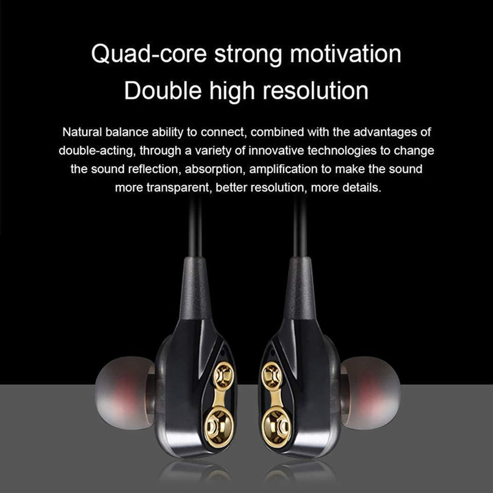 Ekdant® Boom 2 Headphone 4D Deep Bass Stereo Earphone Dual Driver Sport Wired Headset with Mic for All Smartphones - halfrate.in