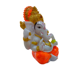 Ganesha Idol Handcrafted Handmade Marble Dust Polyresin - 13 x 10 cm perfect for Home, Office, Gifting MGC-1