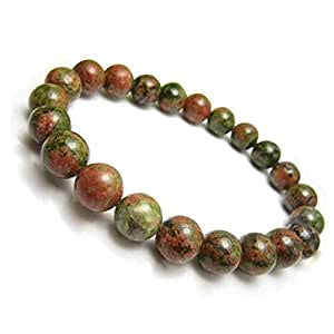Natural Unakite 6mm Bracelet for Heart Chakra Crystal Stone Bracelet Round Shape for Reiki Healing and Crystal Healing Stones