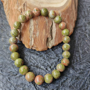 Natural Unakite 6mm Bracelet for Heart Chakra Crystal Stone Bracelet Round Shape for Reiki Healing and Crystal Healing Stones