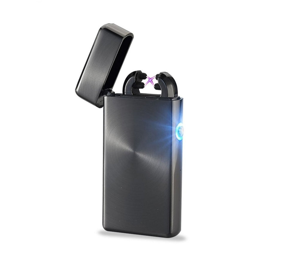Electric Arc Plasma Sensor Lighter Square Shape with LED Indicator Flameless Windproof Lighter USB Rechargeable for Fire/Cigar/Cigarette/Camping