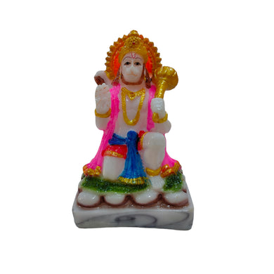 Hanuman ji Idol Handcrafted Handmade Marble Dust Polyresin - 13 x 8 cm perfect for Home, Office, Gifting HC-1